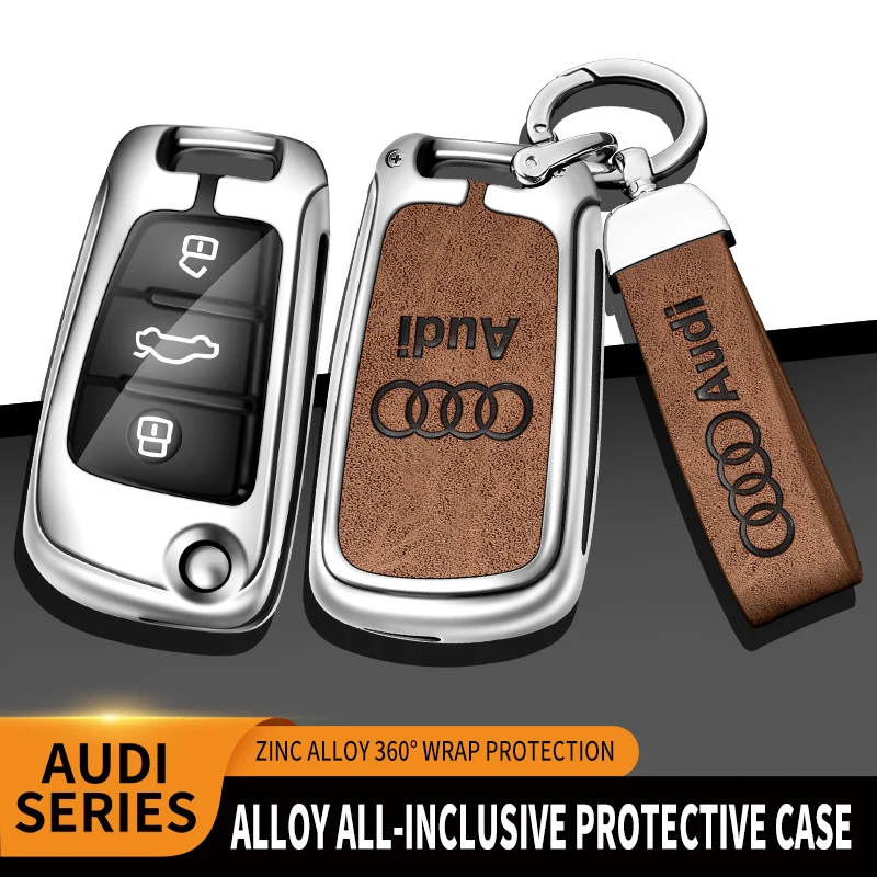 Zinc Alloy Car Remote Key Case Cover Shell For Audi C5 C6 R8 A1 A3 A4 A5 A6 A7 Q3 Q5 Q7 S6 B6 B7 B8 8P 8V 8L TT RS RS3 S3 Sline