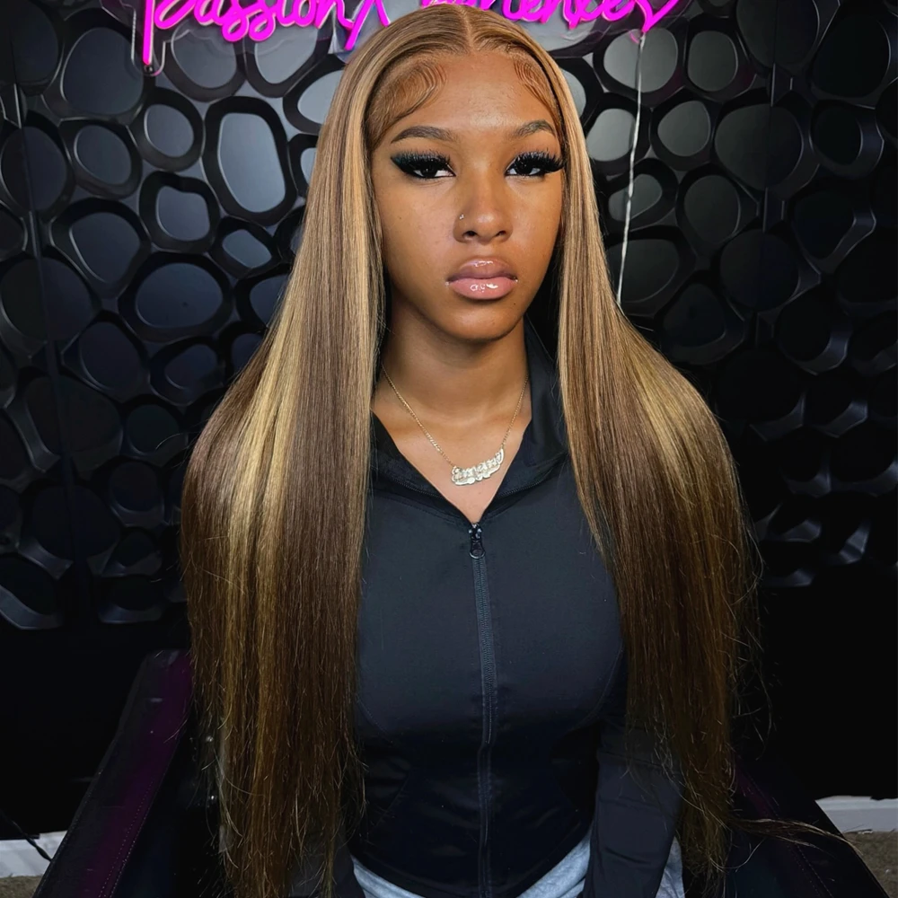 أومبير تسليط الضوء على شعر طبيعي مفرود الباروكات 13x6 Hd الدانتيل الباروكة الأمامية البرازيلي 30 36 بوصة 13x4 مستقيم الدانتيل الجبهة الباروكات للنساء