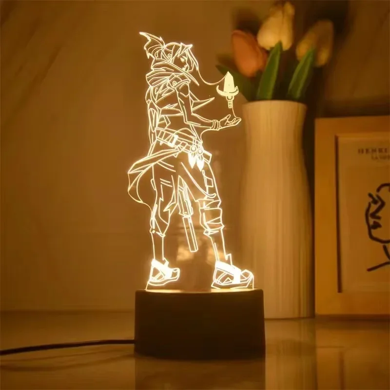 Valorant Game Figure Acrylic  Led Night Light Kids Anime Figures Valorant Bedside Lamp for Children Bedroom Decor Birthday Gift