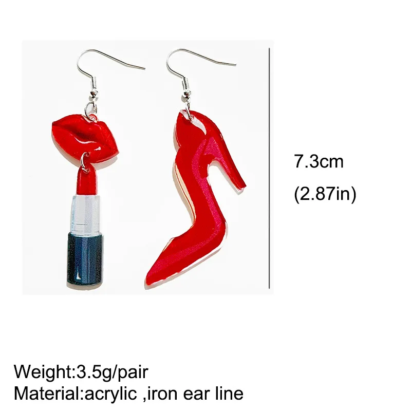 New Valentine\'s Day Earrings Acrylic Funny Lips Cherry Red Wine Bottle High Heel Shoes Earrings Swimwear Lipstick Earrings Gift