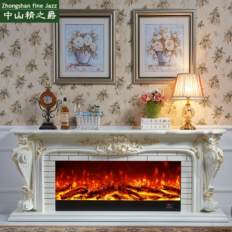 Simple solid wood fireplace frame European style villa decoration cabinet 1.2m 1.5m imitation fire modern fireplace