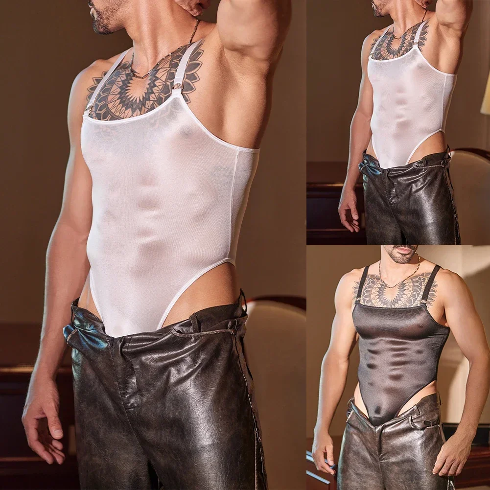 Body in rete da uomo bianco per feste in costume 5 Tessuto in spandex 95 Tessuto in nylon Misura media Tema classico