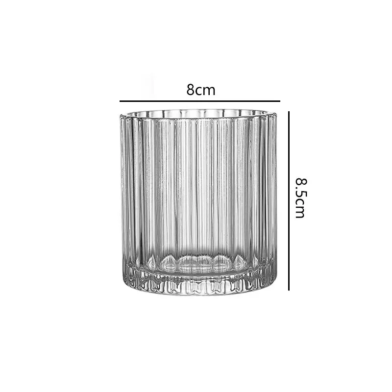 4pcs Set European Style 9.6oz Cocktail Glass 285ml Transparent Vertical Striped Whiskey Iced Coffee Cup Gathering Gift Drinkware