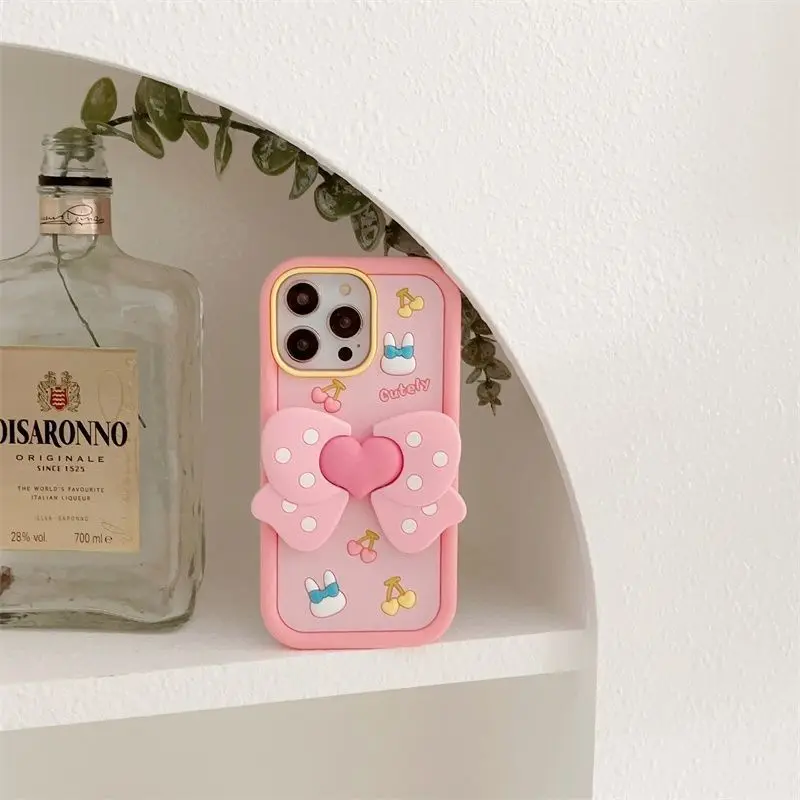 الوردي فراشة القوس الحب قوس لطيف سيليكون جراب هاتف آيفون 16 برو 15 14 13 12 11Pro ماكس زائد للصدمات مكافحة السقوط غطاء #4