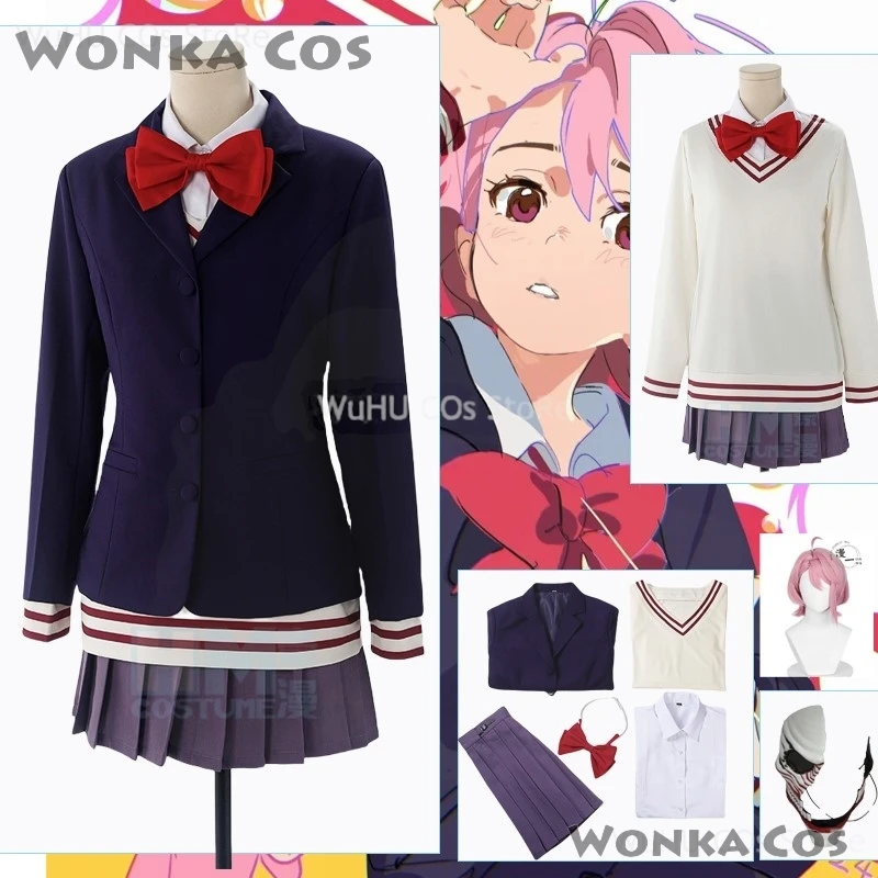 Aira Shiratori Cosplay Costume Wig Anime Dandadan School JK Uniform Dress Skirt Stockings Momo Ayase Halloween Party Girls Women