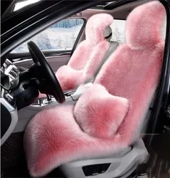 Warm Plush Car Seat Covers Universal Long Wool Fur Car Front Seat Protect Cushion Mat For Auto Accessories Car Seat Protector