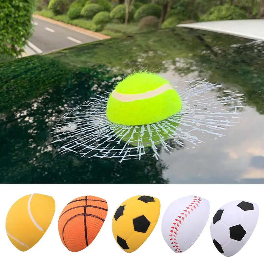 3D Prank Car Sticker Lifelike Tennis Ball Shattered Glass Rear Windshield Tricky Decoration Ball Hit Simulation Creative Sticker