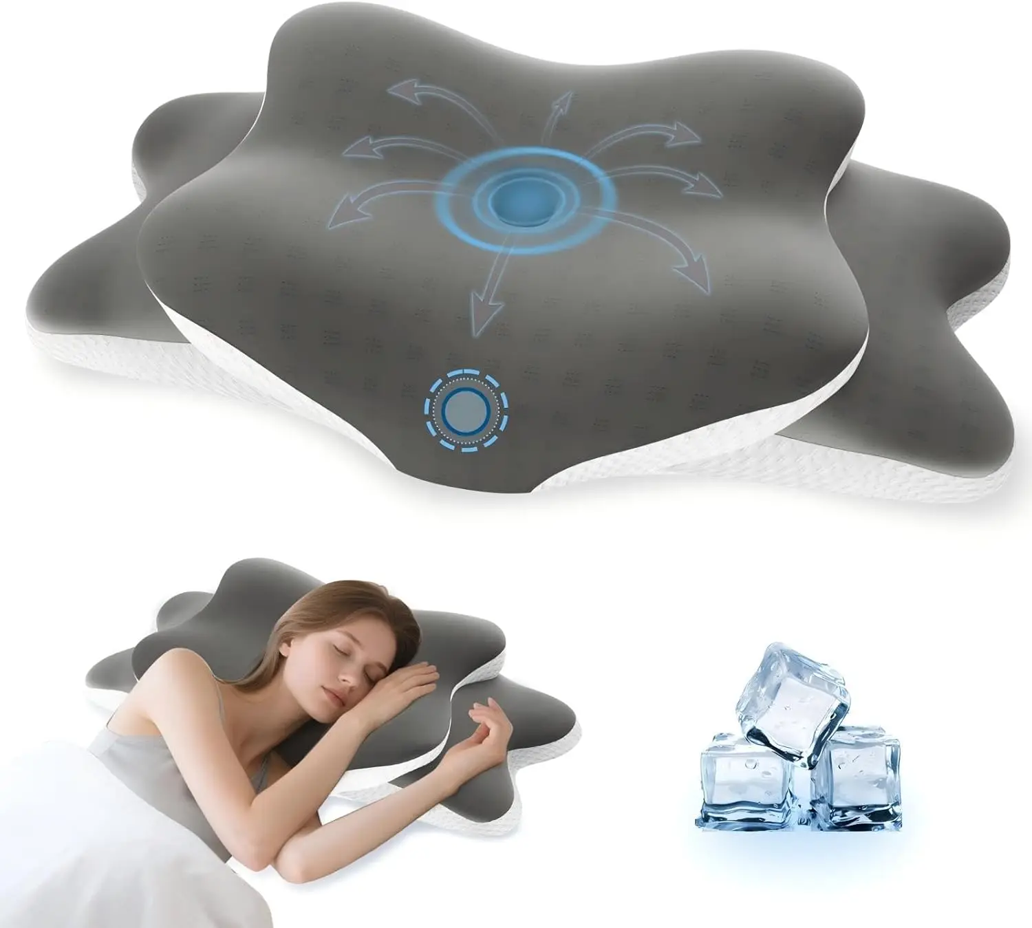 

Memory Foam Cervical Pillow for Neck Pain Relief, Ergonomic Contour Design for Side and Back Sleepers, Light Grey