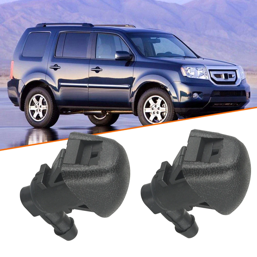 2Pcs/1 Pair Car Auto Front Windshield Hood Nozzle Jet Replacement Black Fit For Honda Pilot 76810-SZA-A01ZA 2009-2015