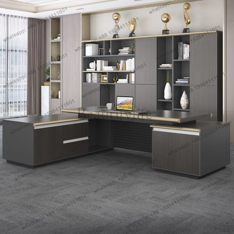 Light Luxury Modern Chinese Boss Table President Work Storage Designer Table Unique Long