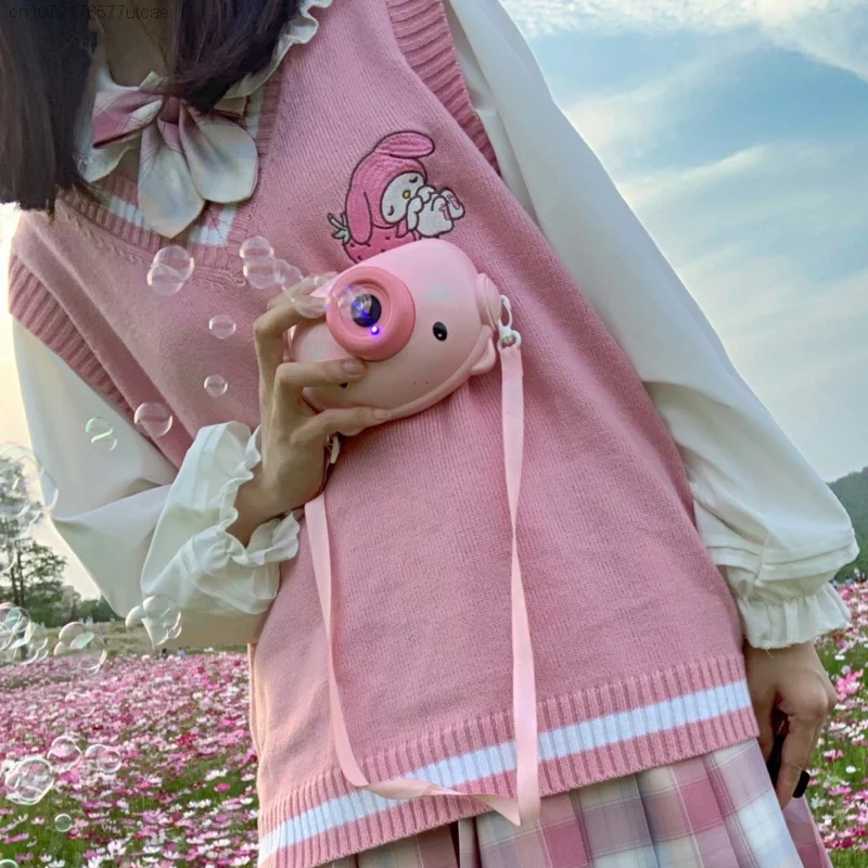 Sanrio-jerseys de estilo coreano para mujer, Jersey de punto, chaleco, ropa holgada, de Melody Kuromi Y2k