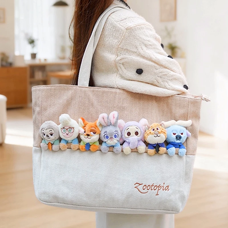 

Disney Zootopia Merchandise New Style Cute Stylish Shoulder Canvas Tote Bag Birthday Holiday Gift for Women Girls Daily Use
