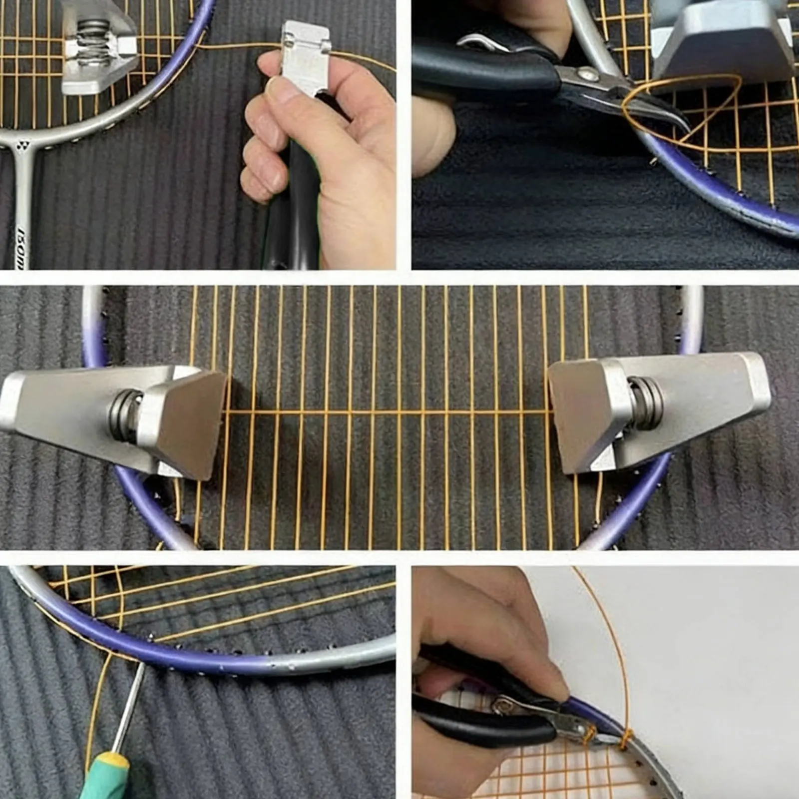 

Набор инструментов для натяжки струн бадминтонных ракеток: портативный комплект с зажимом и шило, долговечный, для домашнего использования