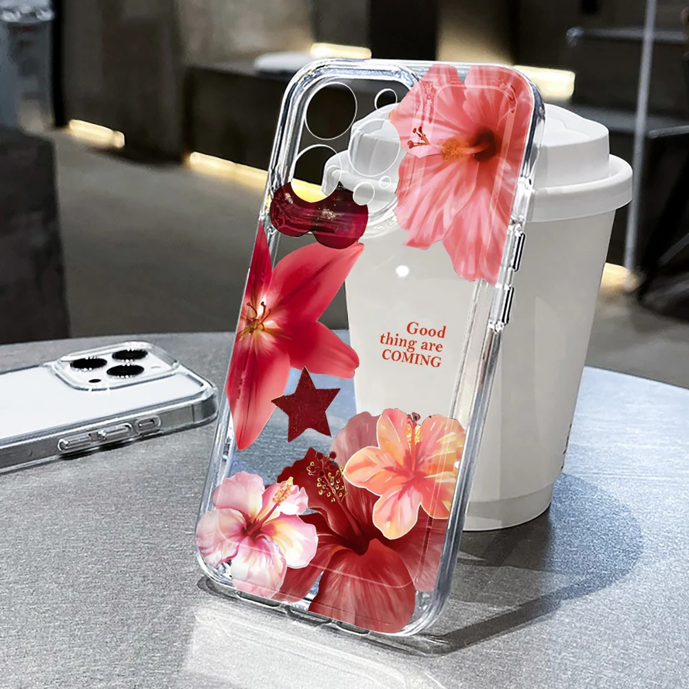 Kirschblüten-Blumenmuster Transparente Hülle für iPhone 17 16 15 14 13 12 11 Pro Max X XR XS Max 7 8 Plus 16e 17Air Stoßfeste Weiche Abdeckung – Detail 1