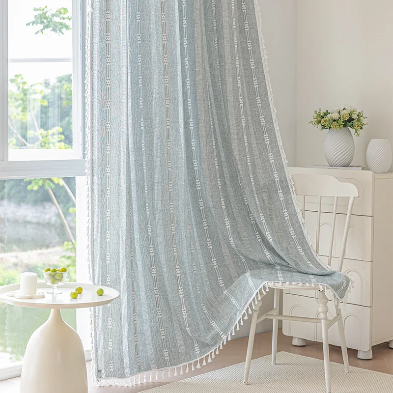 

(4) Customized cotton and linen curtains, multi-color semi-transparent curtains