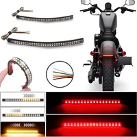 Tira de luces traseras LED para motocicleta, 12V, luces indicadoras individuales de giro fluido amarillo, lámpara estroboscópica roja, luces de freno, banda de luz decorativa