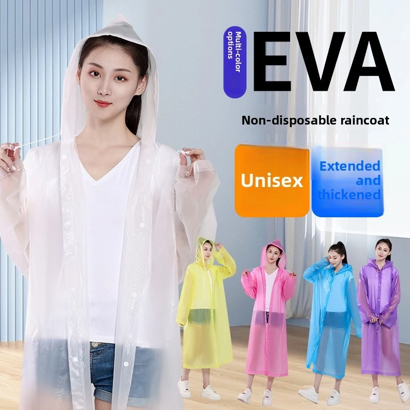 

Unisex Adult EVA Thickened Reusable Rain Poncho with Adjustable Cuffs for Outdoor Travel Portable Wholesale