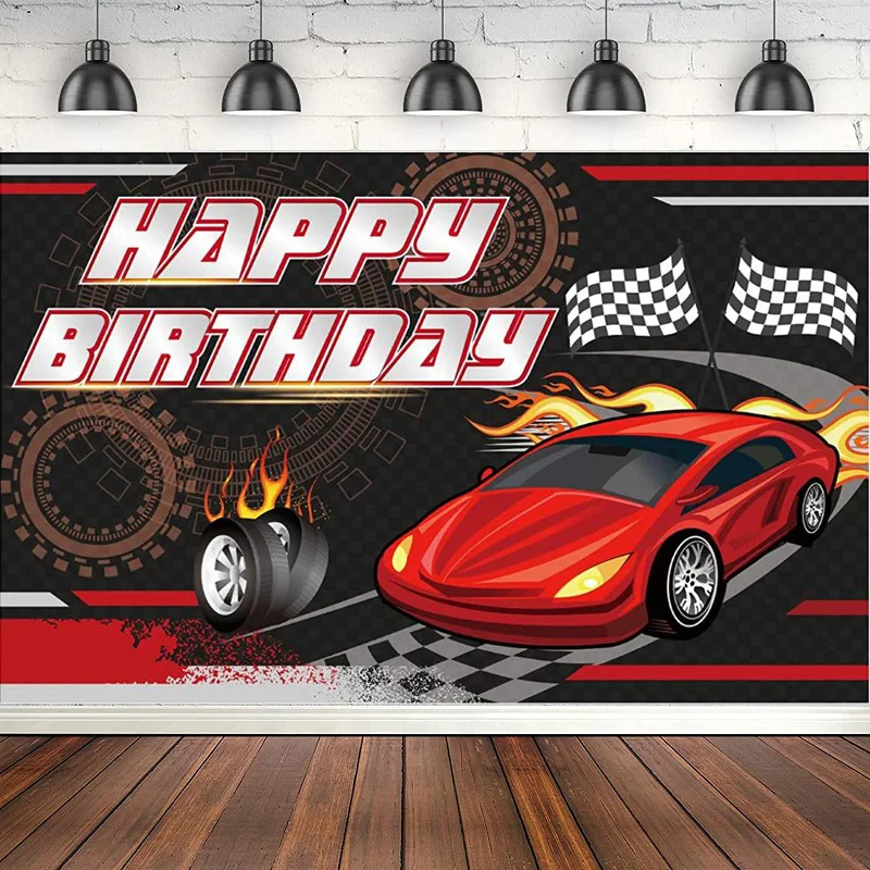 Photography Backdrop For Car Racing Theme Birthday Party Photo Background For Boys Baby Show Decor Supplies Banner Poster
