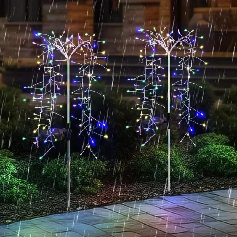 Buiten Zonne-Verlichting Voor Tuin Decor, 100 Leds Koperdraad Vuurwerk Lichtslingers Voor Buiten Tuin Veranda Zonne-Kerstverlichting