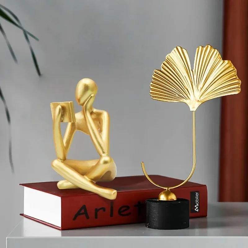 New Suitable for Home Art Ornament Modern Aesthetic Figurine Decoration Abstract Reading Statue Thinker Sculptures 1pcs