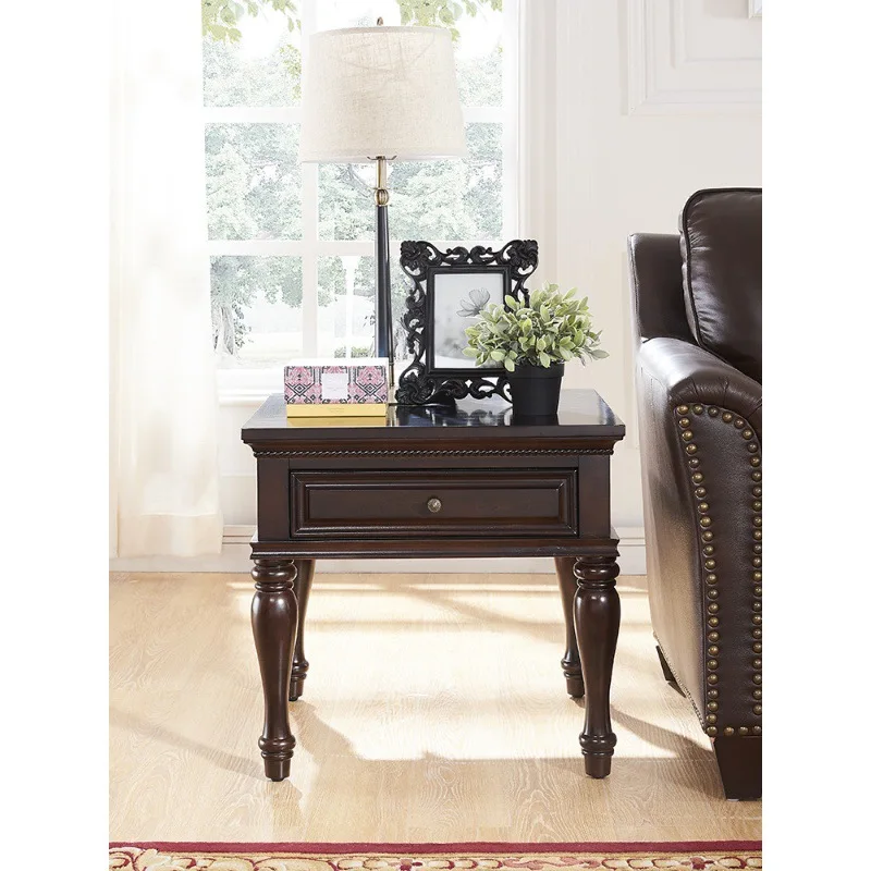 American country solid wood living room sofa square side corner small coffee table apartment square side cabinet phone table