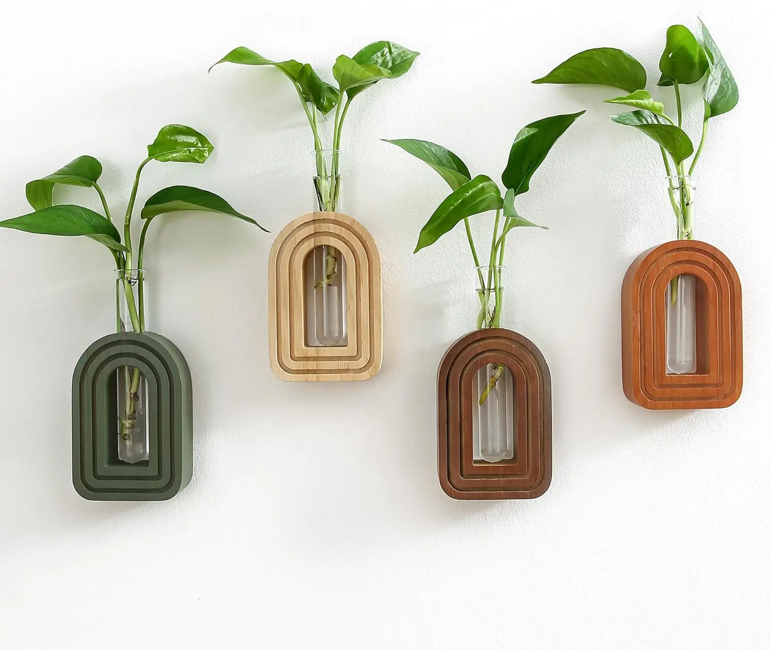 

Набор из 4 деревянных арочных настенных ваз для подвесных растений, декор в стиле бохо для гостиной и спальни