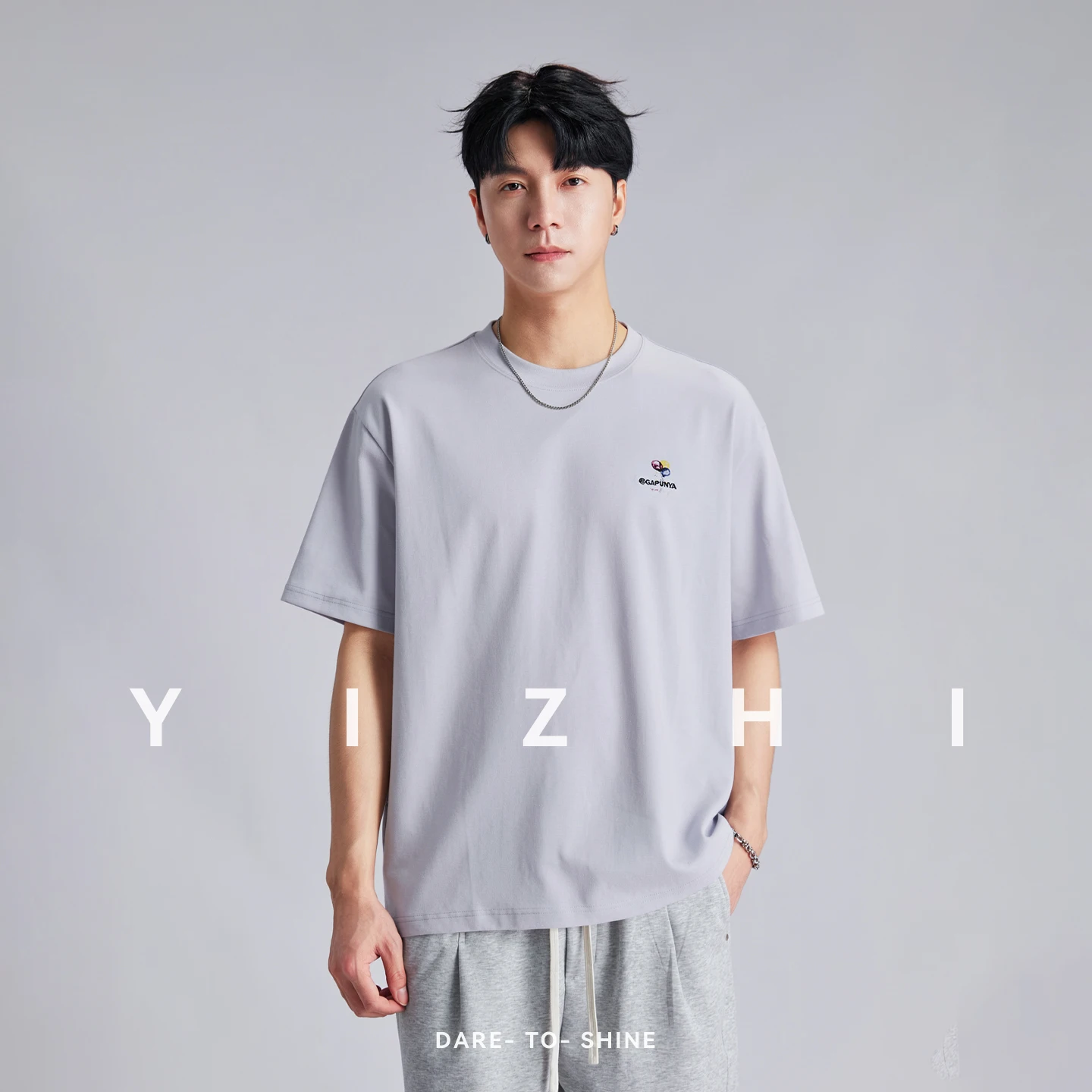 Men Minimalist Balloon Print Short Sleeve T-Shirt Summer Crew Neck Loose Skin-Friendly Breathable Versatile Commuter Casual Top