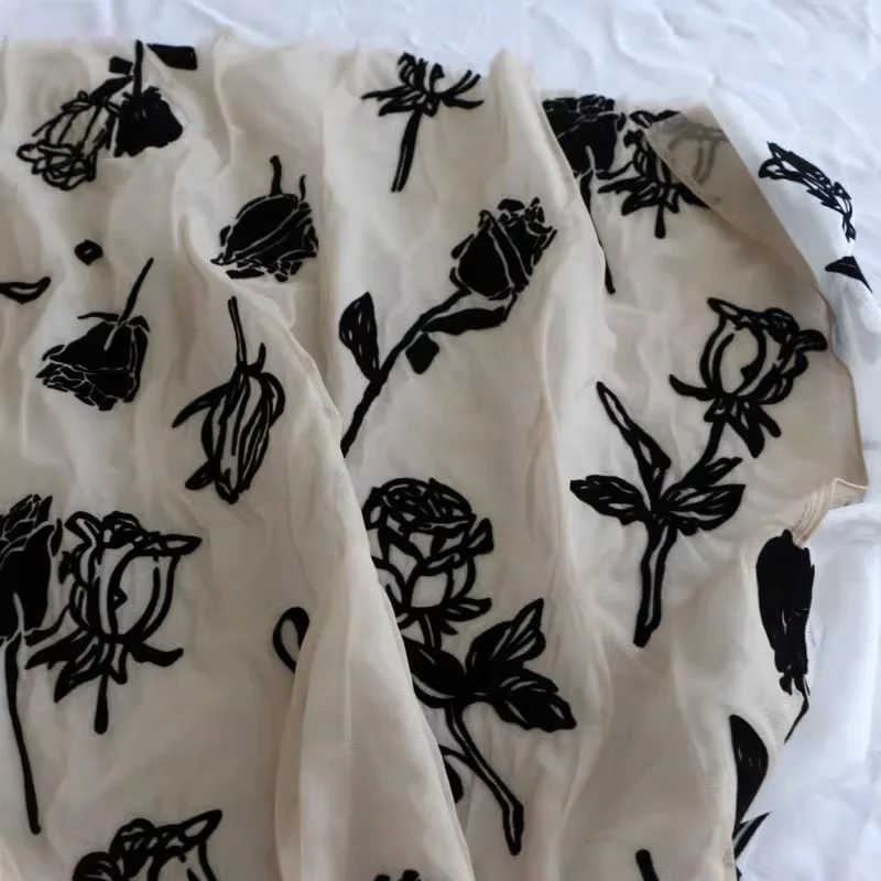 

Retro black Rose Double-layer Polyester Cloth Clothing Fabric