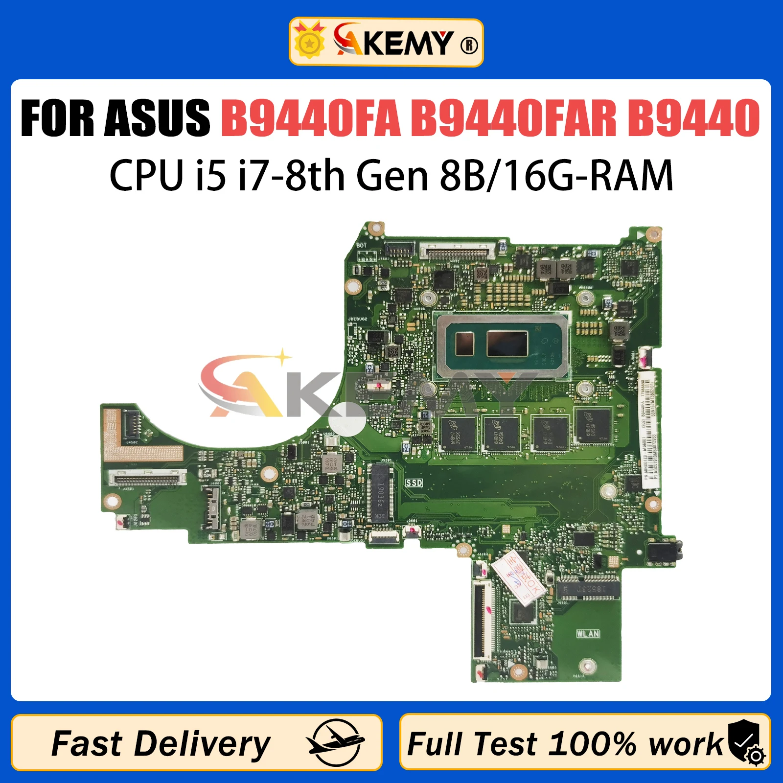 

AKEMY B9440FA Mainboard For ASUS B9440 B9440FAR B9440FAV B9440FAM B9440UA Laptop Motherboard with I5 I7 8th Gen CPU 8GB/16GB-RAM