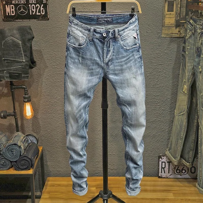 

2023 Spring and Autumn New Fashion Trend Solid Color Elastic Jeans Men Casual Slim Comfortable High Quality Plus-Size Pants 36