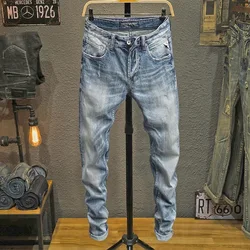 2023 Spring and Autumn New Fashion Trend Solid Color Elastic Jeans Men Casual Slim Comfortable High Quality Plus-Size Pants 36