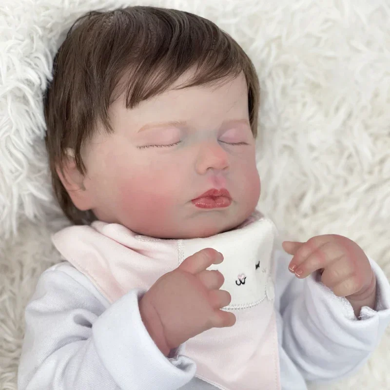 48 cm LouLou Finito Reborn Baby Dolls Corpo in vinile pieno Capelli radicati a mano Pelle 3D Vene visibili per le ragazze Regalo