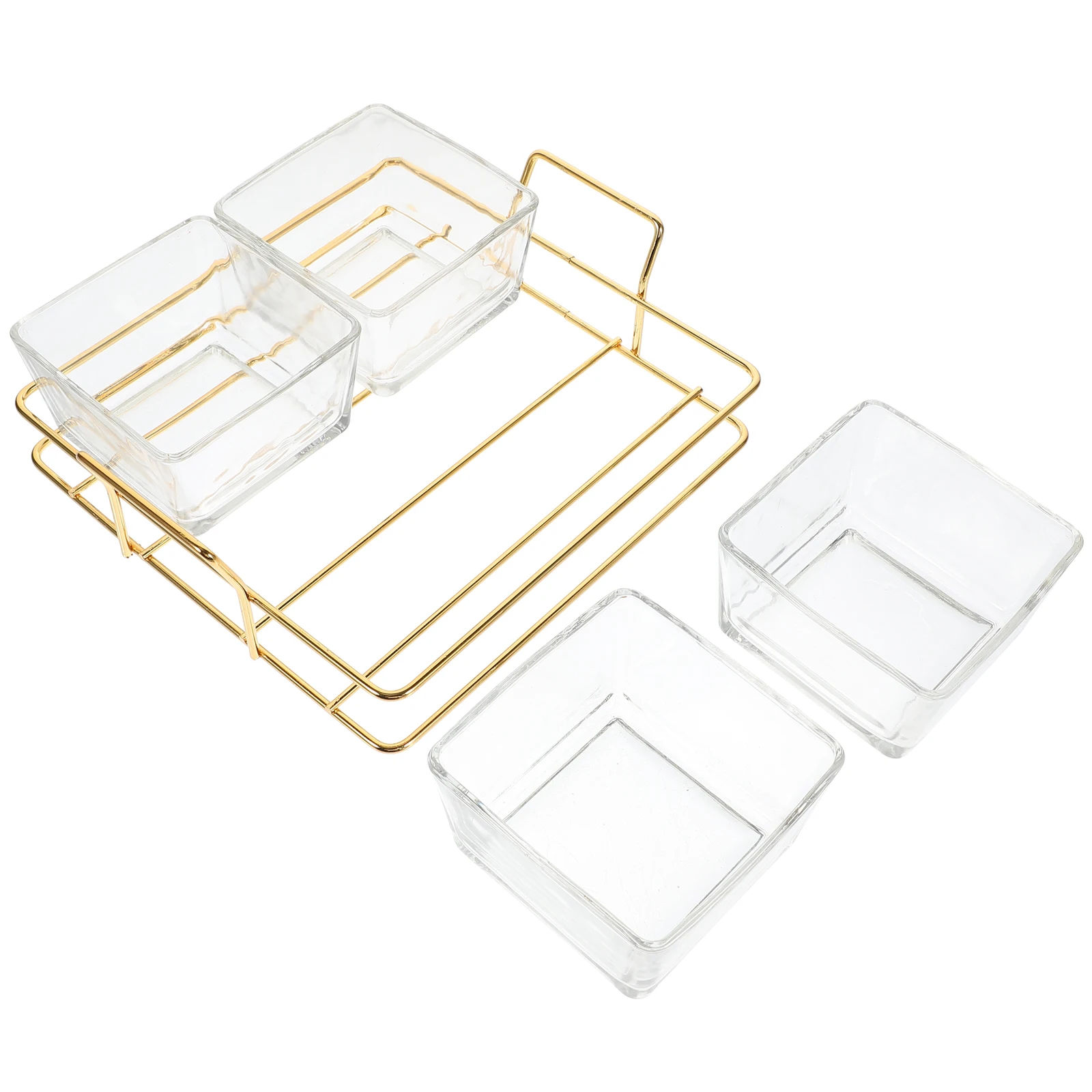 

1Set Fruit Serving Bowls Glass Snack Bowls Metal Tray Home Kitchen Counter Fruit Storage Candy Plate Dessert Display Organizer