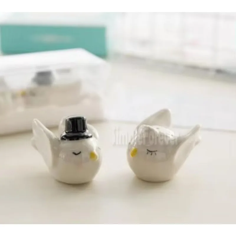 New 200pcs=100sets/LOT Bride Groom Angel Love Birds Salt and Pepper Shaker Wedding Favors and Gits for Guest