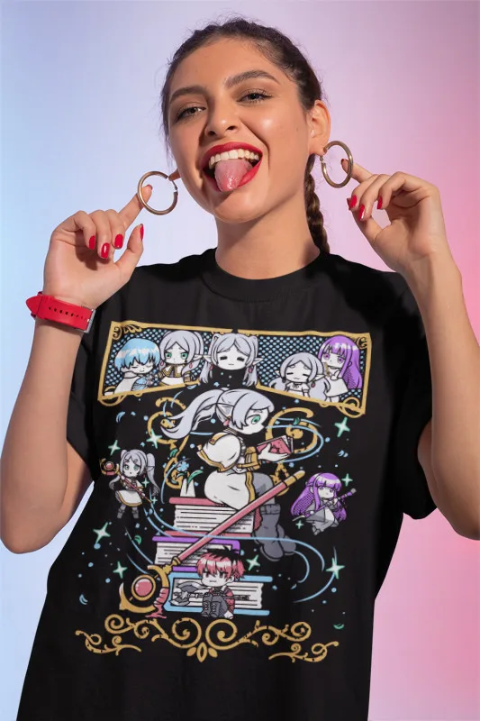 Frieren T-Shirt Beyond Journey's End Fern Manga Anime Girl Shirt All Size