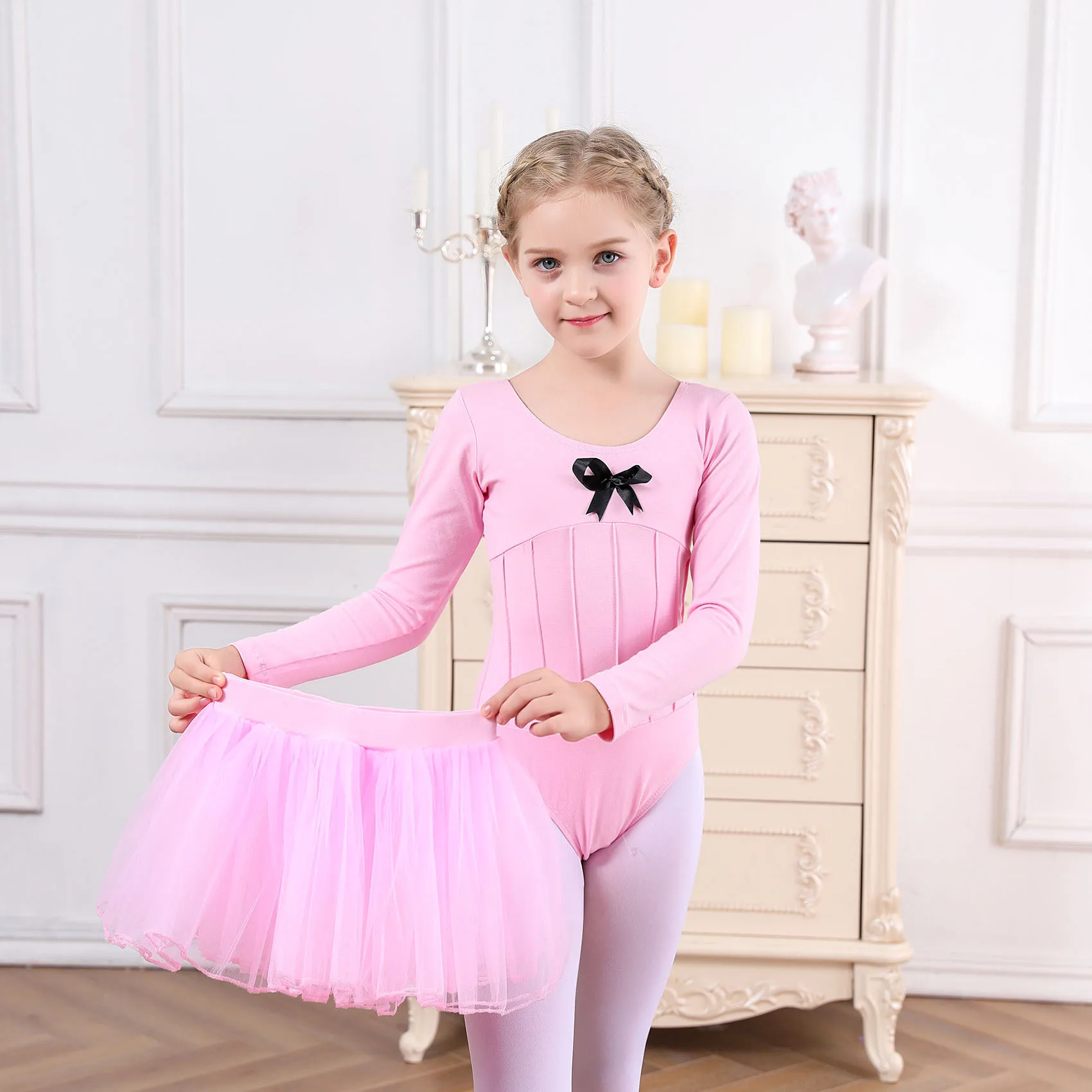 Dance costume, children's four layer gauze skirt, Chinese dance practice suit, half body skirt, ballet girl's grading suit, fluf