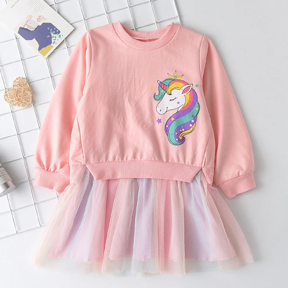 2023 neue Einhorn Prinzessin Kleid kinder Frühling & Herbst Saison Kleid Mädchen Geburtstag Party Kleid Halloween Weihnachten Kleid – Detail 2