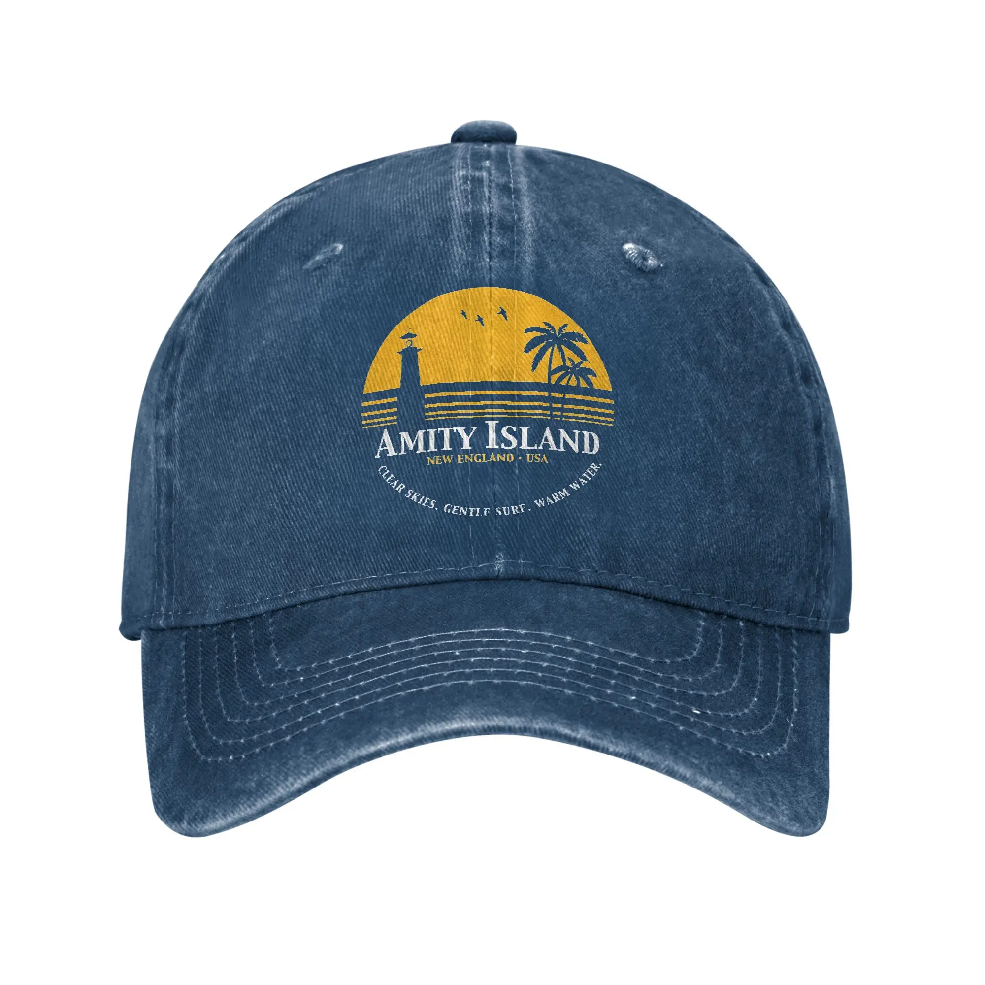 

Бейсбольная кепка в стиле ретро Amity Island Jaws для мужчин и женщин, потертые головные уборы для активного отдыха, регулируемая посадка, кепка