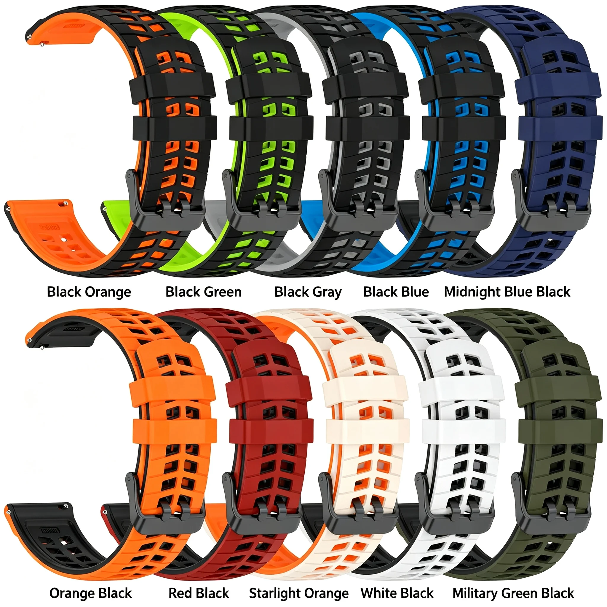 for Huawei GT7 Watch Band, Dual‑row buckle 20/22MM Two‑Tone Watch Band, easy install quick release spring bars, daily wear