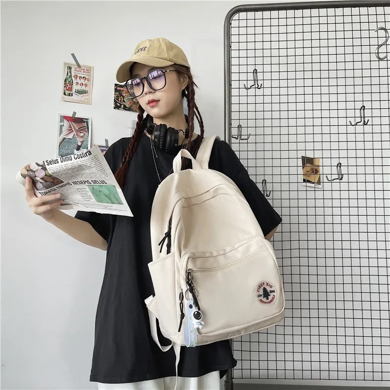 Mochila escolar Harajuku con cremallera para estudiantes, resistente al agua, 20-35L