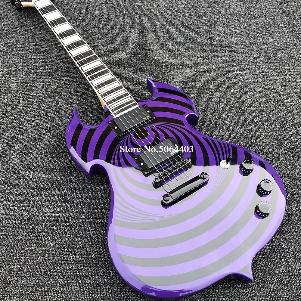 

Wylde Audio Barbarian Purple Double Cutaway Black Bullseye Electric Guitar Large Block Inlay China EMG Pickups Grover Tuners