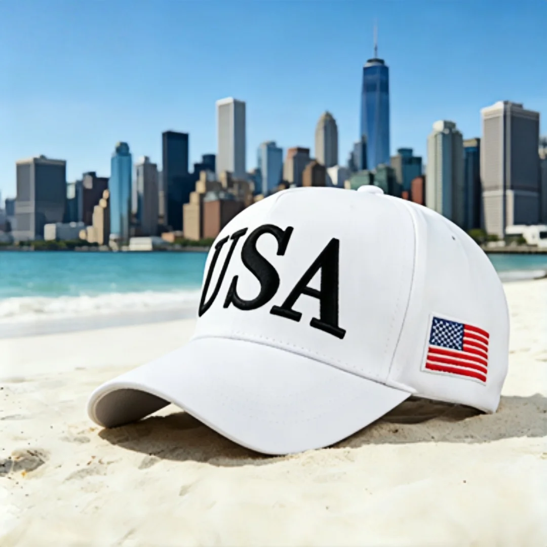 Cross-border New Style Three-Dimensional USA Embroidered Baseball Cap with Hard Top, Colorful Camouflage Sun Protection Baseball