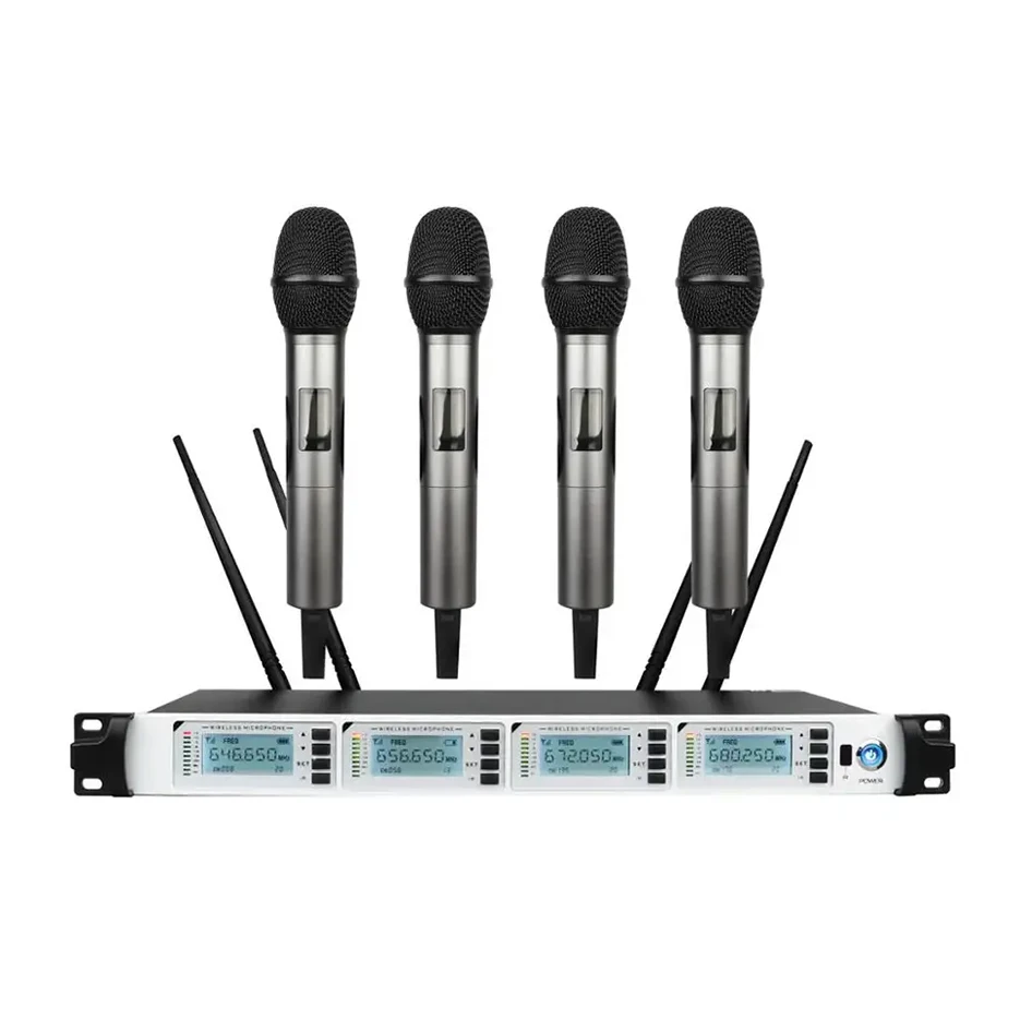 

ST-8204 High-End Portable Wireless Conference Microphone 4-Channel Handheld Condenser With Noise Cancelling Function Made Metal