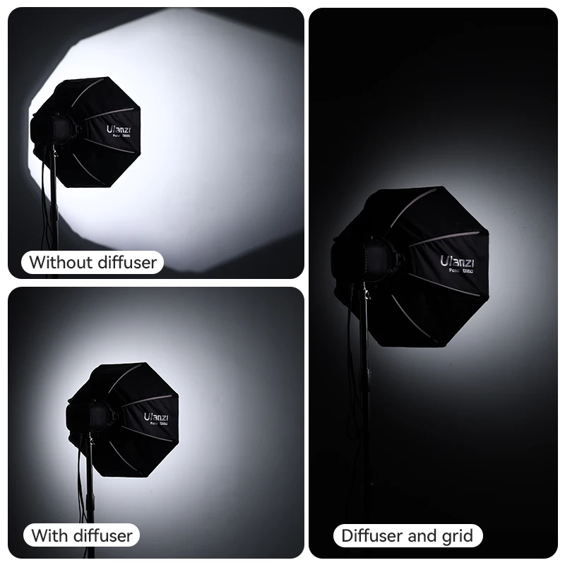 Ulanzi DS60 60CM / 80CM Universal Bowens Mount Octagonal Softbox Quick Release Honeycomb Shape Softbox Standard Folding Softbox