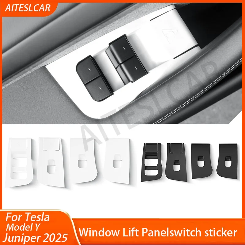 Car Glass Lifting Panel for Tesla Model Y Launch/Juniper 2026 Window Button Frame Protective Sticker Silicone Car Accessories