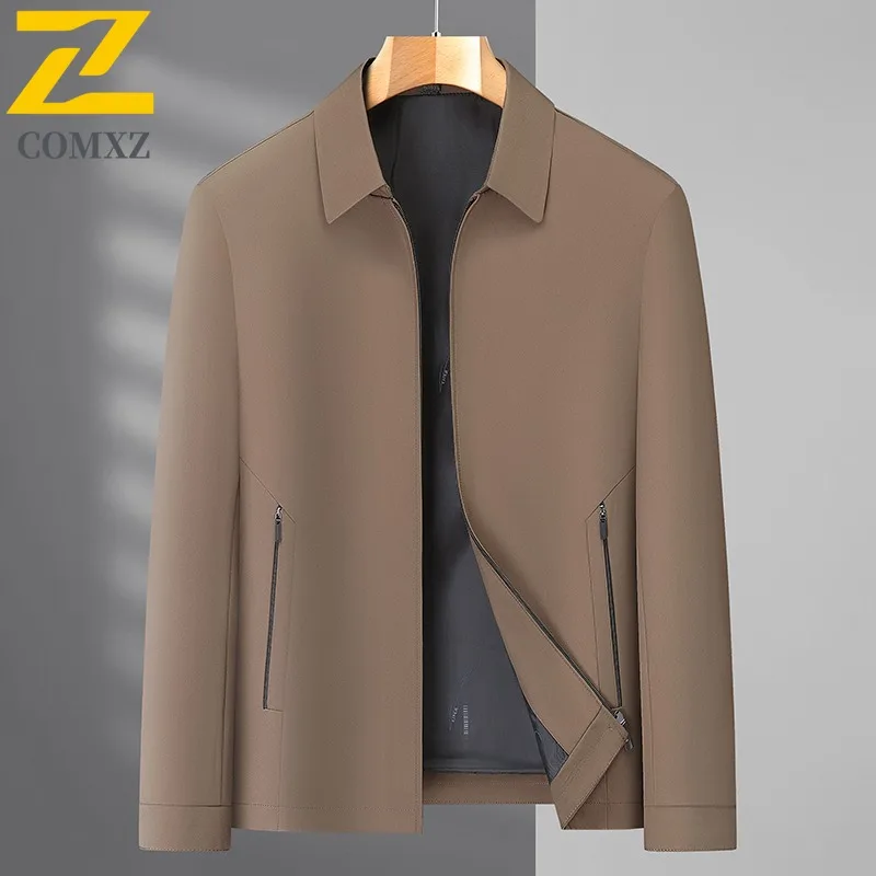 سترة رجالي COMXZ بسيطة مقاومة للتجاعيد وياقة واقفة للسفر في الهواء الطلق معطف مقاوم للرياح ملابس خارجية خفيفة الوزن للخريف يوميًا #4