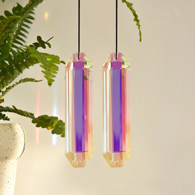 Crystal 120mm AB Colors Prisms Hanging Drops Pendant Suncatcher Rainbow Maker Long Strip Grid Chandelier Parts DIY Home Decor