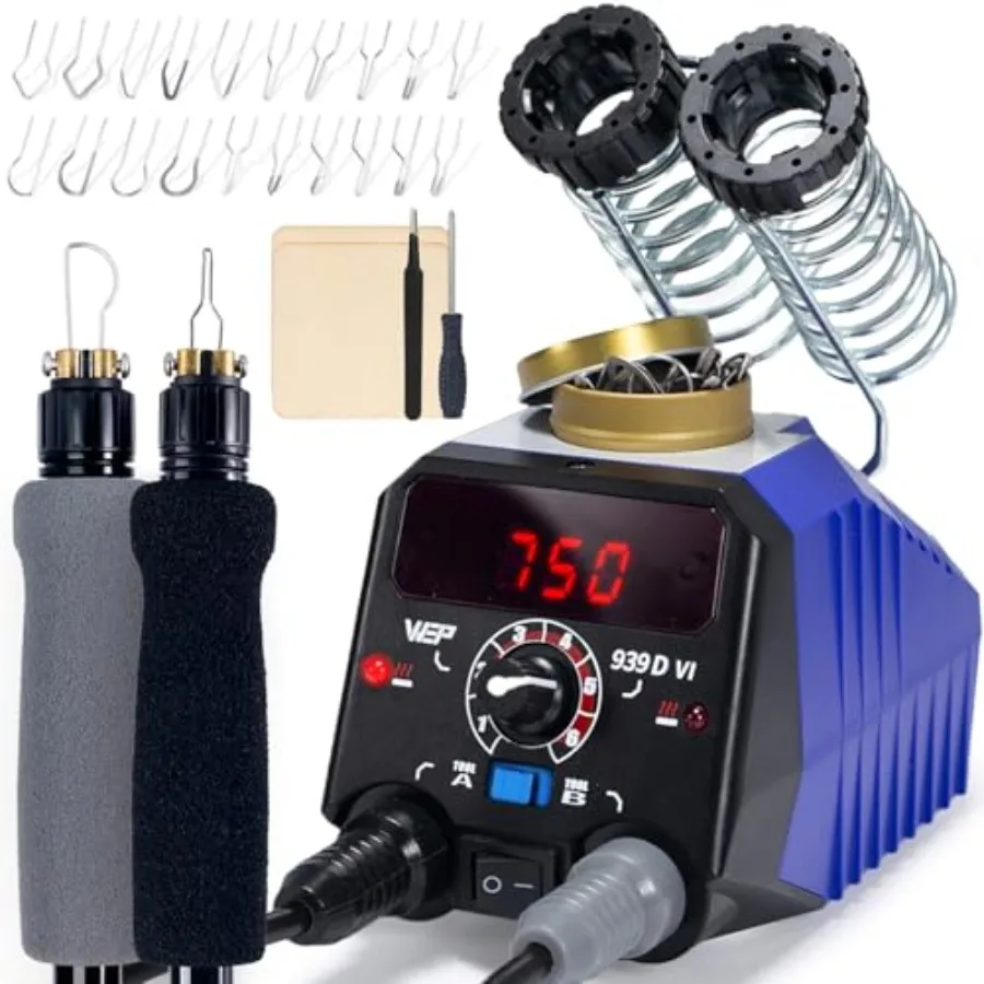 

939D-VI Dual Pen Wood Burning Kit 250-750℃/482-1382℉ A/B Toggle Wood Burning Tool with 2 Detachable Pens 20 Wood burner Tips Du