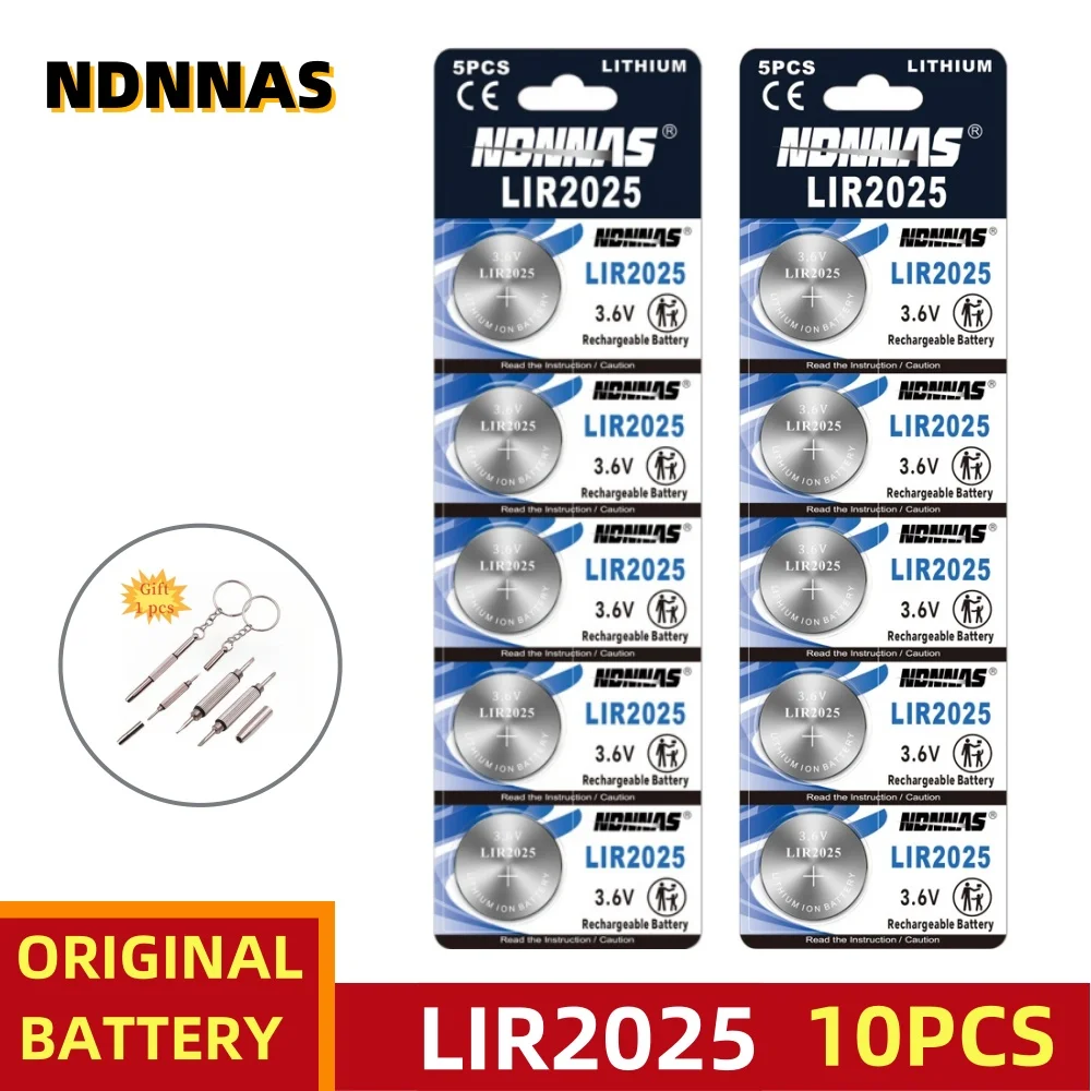 

10PCS LIR2025 2025 Rechargeable Battery 3.6V Lithium Rechargeable Battery CR2025 Button Cell Batteries