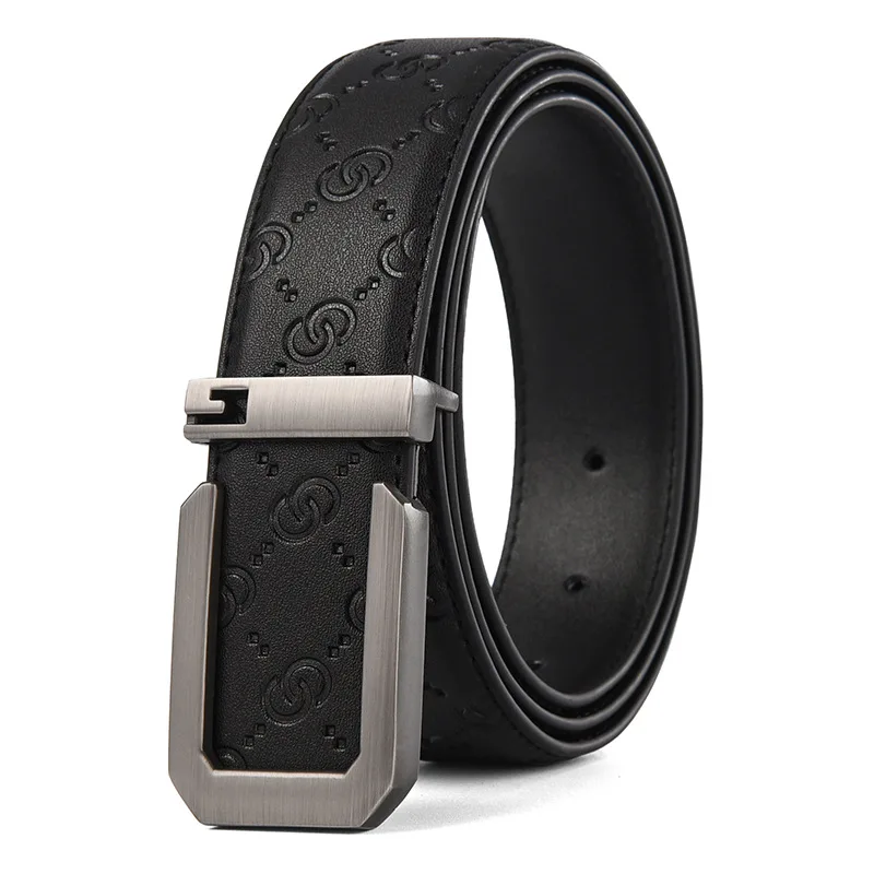 Men's Belt Slide Buckle Belt for Men Luxury Brand Design Waistband Fashionable Casual Belt Male